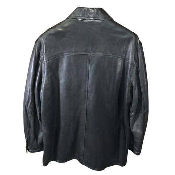 Banana Republic Mens Moto Leather Jacket Medium Black Quilted Button Up Collared - Picture 2 of 16